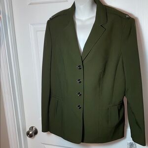 John Meyer Olive Blazer with Notched Lapels and Tailored Fit